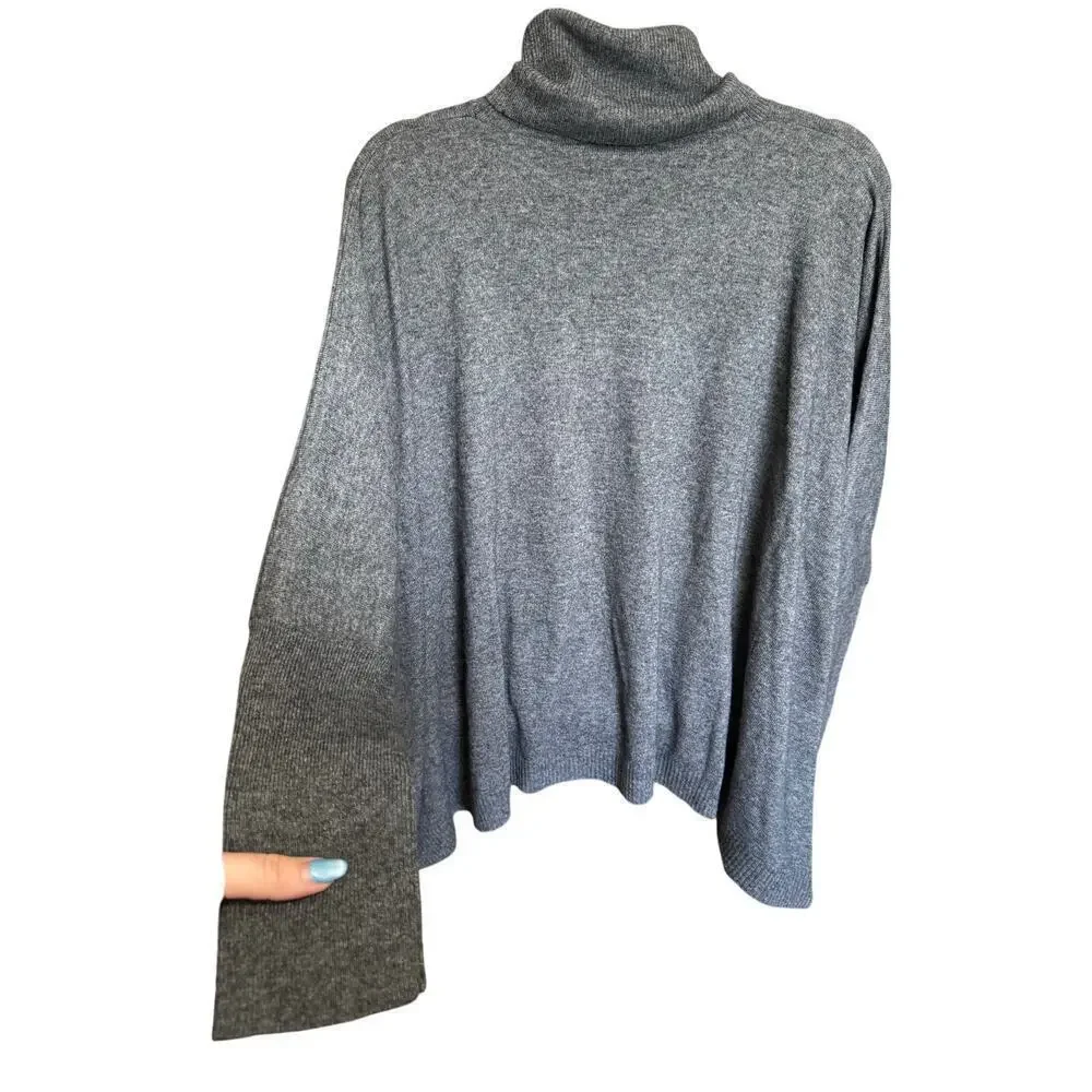 Reiss NWT Bijou Roll Neck Sweater Jumper Wool Loose Fit Charcoal Gray Size Large